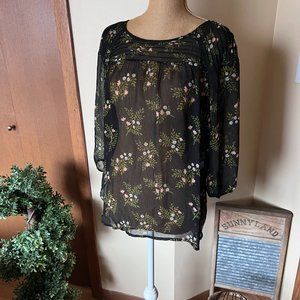 LC Lauren Conrad Sheer Floral Blouse
